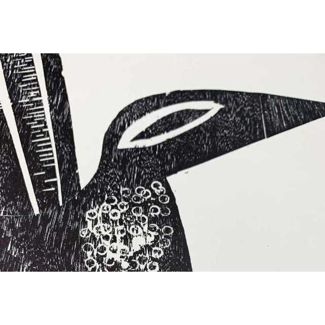 Mid-Century Modern Hap Grieshaber Original Woodcut, (Bird) 1964 W/Archival Frame For Sale - Image 3 of 3