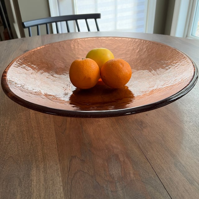 Attributed to Fire & Light. "Zen" 17” Centerpiece Bowl in Copper Recycled Glass Very Zen Bowl Masterpiece Item for Collectors. A Statement Piece. For Sale - Image 11 of 12