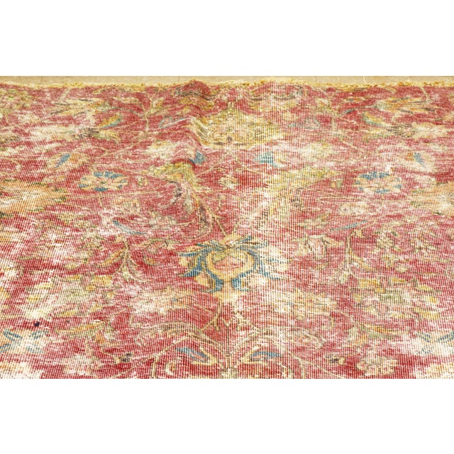 Vintage Persian Tabriz hand knotted rug distressed texture,organically neutralized from its original colors and fine weave.