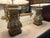 1960s Vintage Brass Urn Table Lamps With Elaborate Asian-Inspired Relief - Pair For Sale - Image 5 of 11