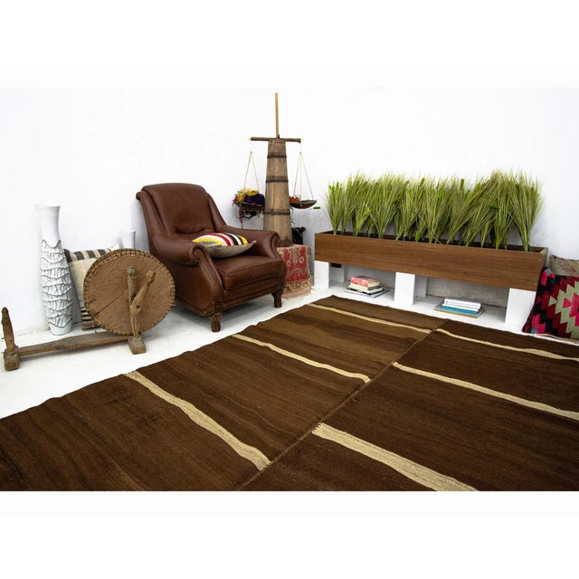 Vintage Natural Brown Turkish Wool Rug-6'9'x10'11" For Sale In Los Angeles - Image 6 of 7