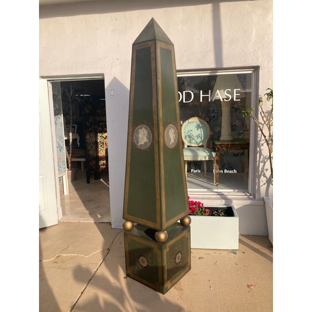 Renzo Mongiardino Tole Hand Painted Obelisk Bookcase 1970 Italy For Sale - Image 9 of 16