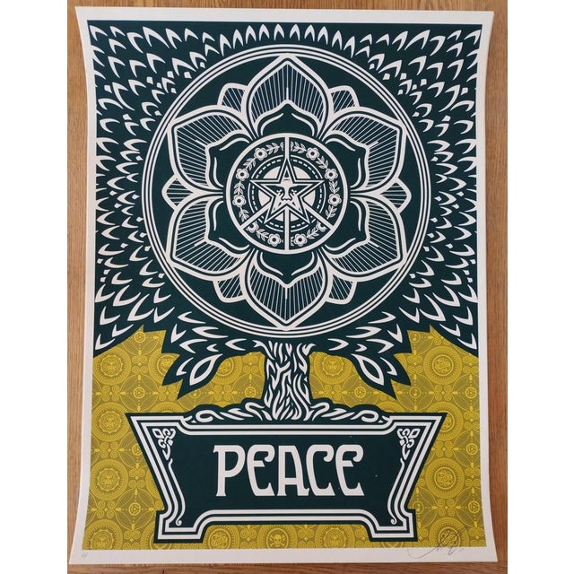 Contemporary Shepard Fairey (Obey Giant), Peace Tree Yellow, 2007, Screenprint For Sale - Image 3 of 9