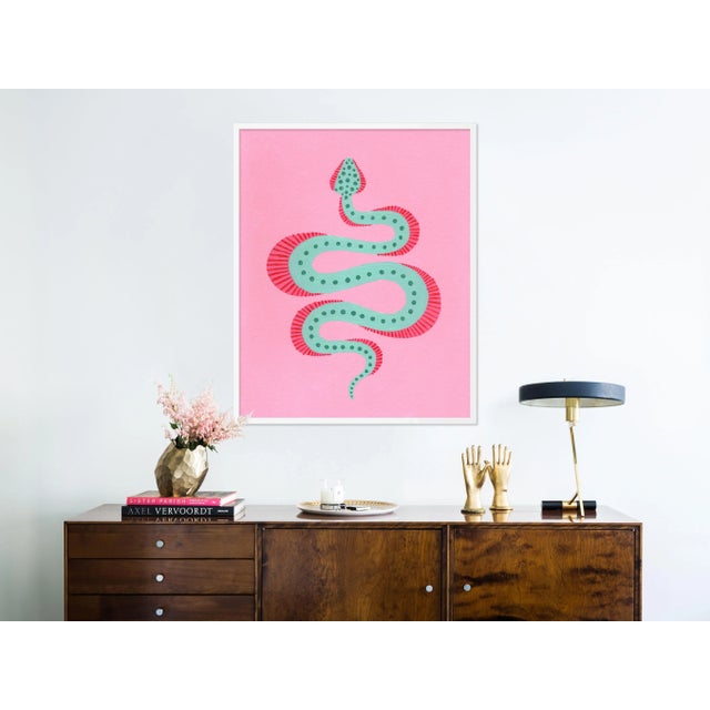 Contemporary Radicchio the Snake by Willa Heart in White Framed Paper, Medium Art Print For Sale - Image 3 of 4