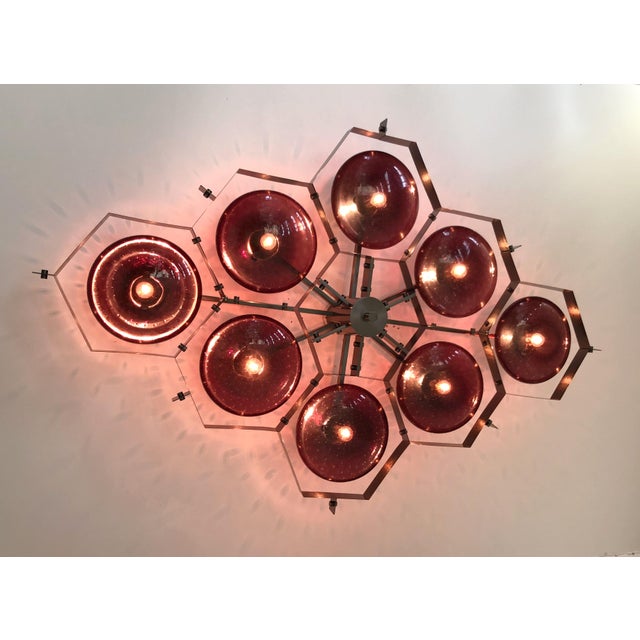 21st Century Beehive Satin Black Nickel Amethyst Bubbles Murano Flush Mount by Fabio LTD For Sale - Image 9 of 9
