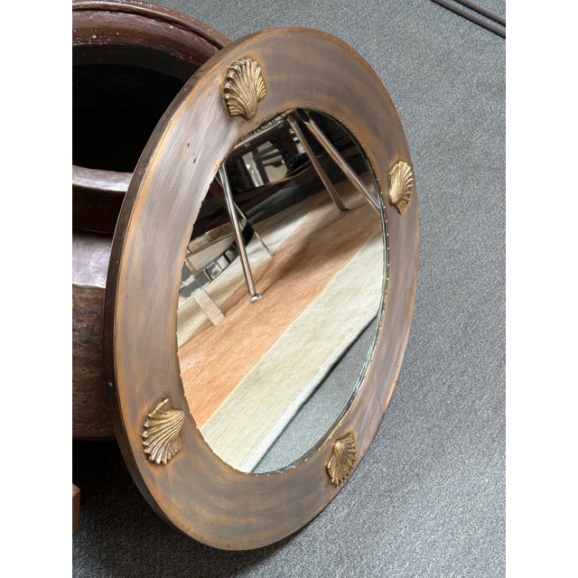 Art Nouveau Brass Wall Mirror With Scallop Shells For Sale - Image 12 of 12