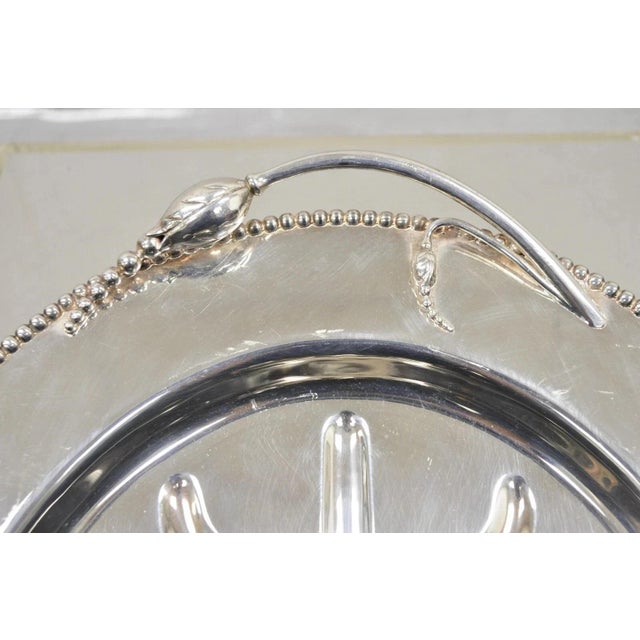 Metal Vintage LBS Co English Art Nouveau Meat Cutlery Silver Plated Serving Platter Tray For Sale - Image 7 of 12