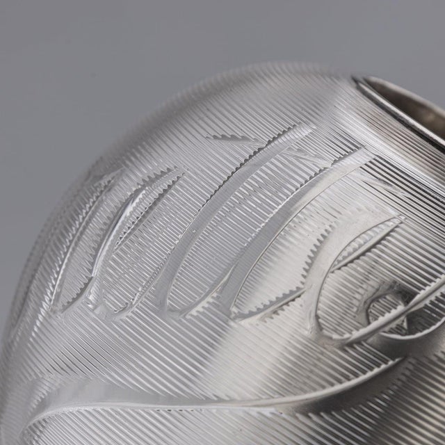 Antique British Silver Plate and Engraved Glass Match Striker, 1910 For Sale - Image 3 of 12