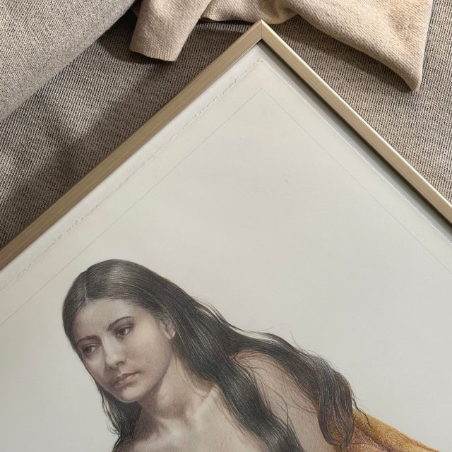 Silver Vintage Realist Figurative Nude Study of Woman Smoking, Signed (Colored Pencil on Paper) For Sale - Image 8 of 8