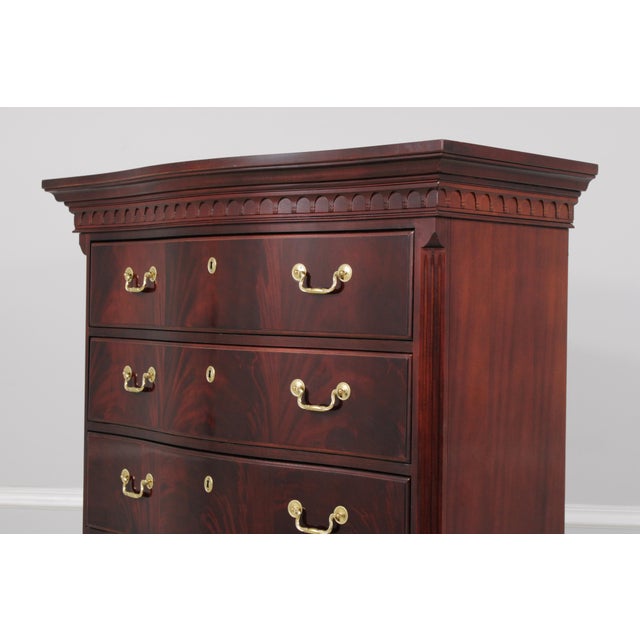 Thomasville Flame Mahogany Bow Front Chest on Chest For Sale - Image 11 of 15