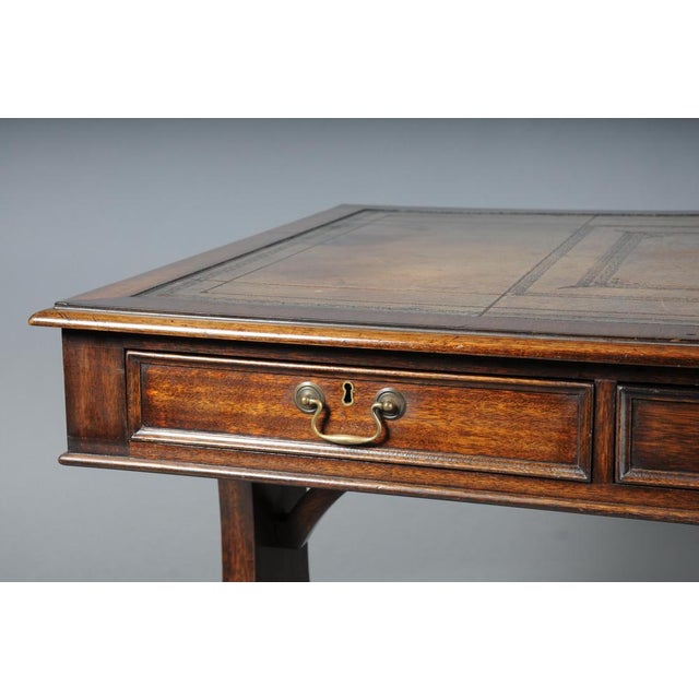 Metal English Mahogany Partner Desk, 1900s For Sale - Image 7 of 18