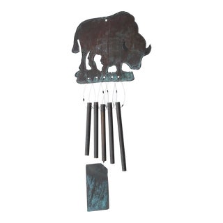 Signed Vintage Bronze Bison Wind Chime For Sale