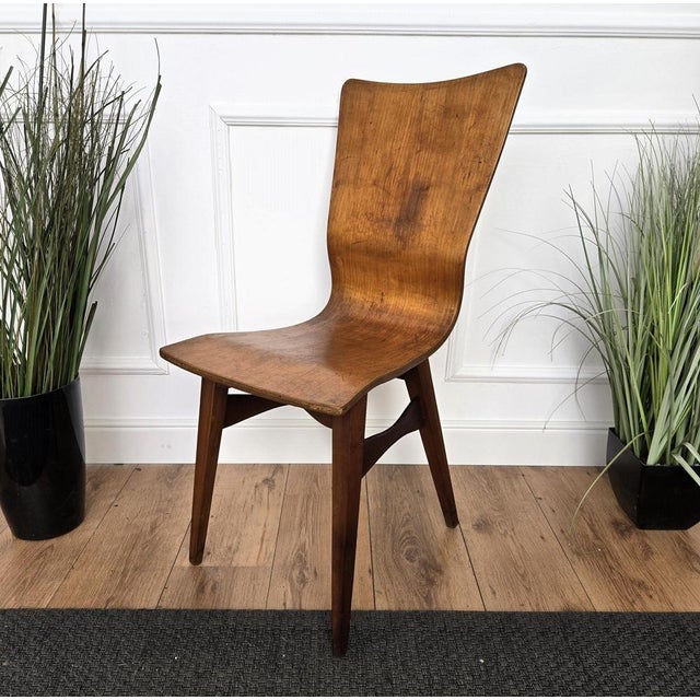 1960s Mid-Century Modern Italian Walnut Wood Side Lounge Chair, 1960s For Sale - Image 5 of 9
