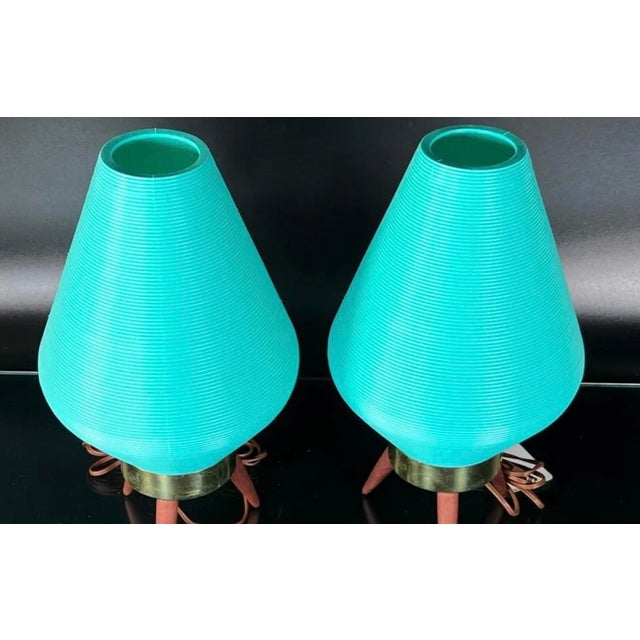 Mid Century Pair of Aqua Blue Table Lamps Chairish