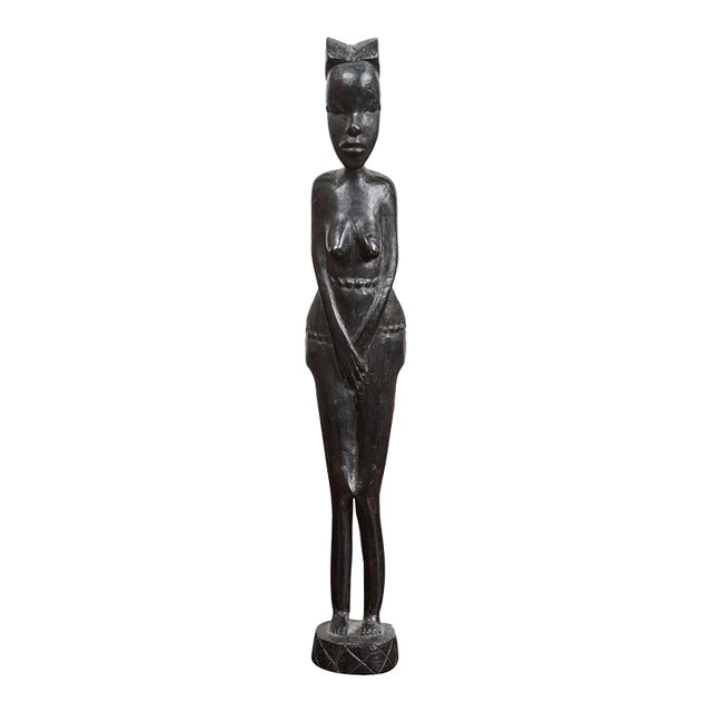 Hand-Carved Ebony African Statue by Unknown Sculptor, Folk Art, Kenya For Sale