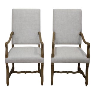 Restoration Hardware Belgian Linen Side Chairs - A Pair For Sale