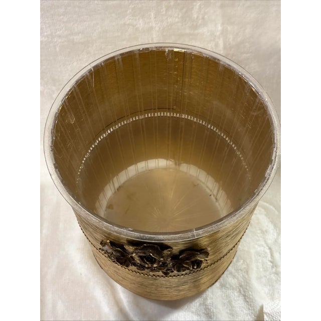 Vintage Style Built Hollywood Regency Boudoir Gold Floral Poobelle For Sale - Image 4 of 8