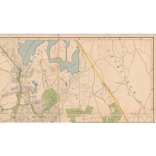 Textile Large Decorative Map of Westchester County New York, 1931 For Sale - Image 7 of 11