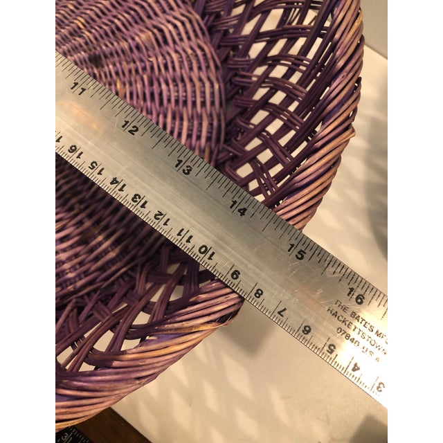 Vintage 15” Purple Wicker Basket For Sale - Image 4 of 7
