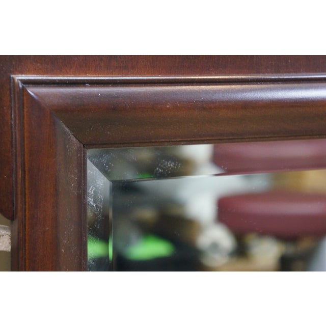 Vintage Federal Chippendale Mahogany Inlaid Beveled Glass Mirror 37" For Sale - Image 6 of 12