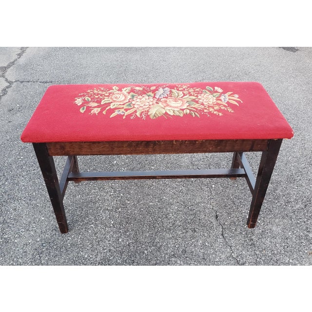 1920s Mahogany and Needlepoint Upholstered Bench Bench With Storage For Sale In Washington DC - Image 6 of 9