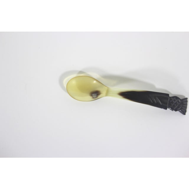 Bone Vintage Carved Natural Horn Scottish Thistle or Pineapple Spoon A For Sale - Image 7 of 9