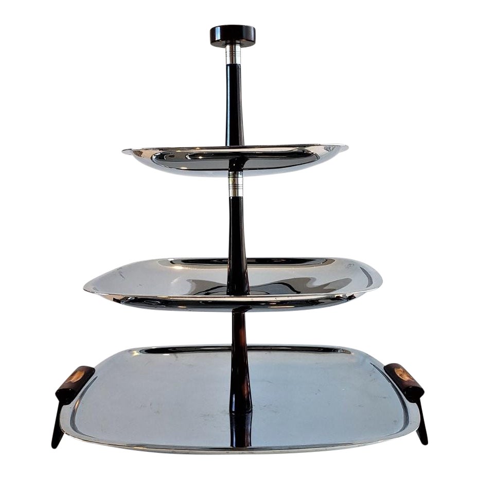 Mid Century 3 Tier Chrome Bakelite Serving Tray Chairish