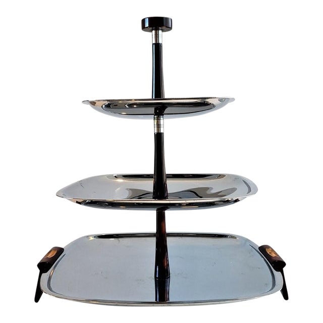 Mid Century 3 Tier Chrome Bakelite Serving Tray Chairish