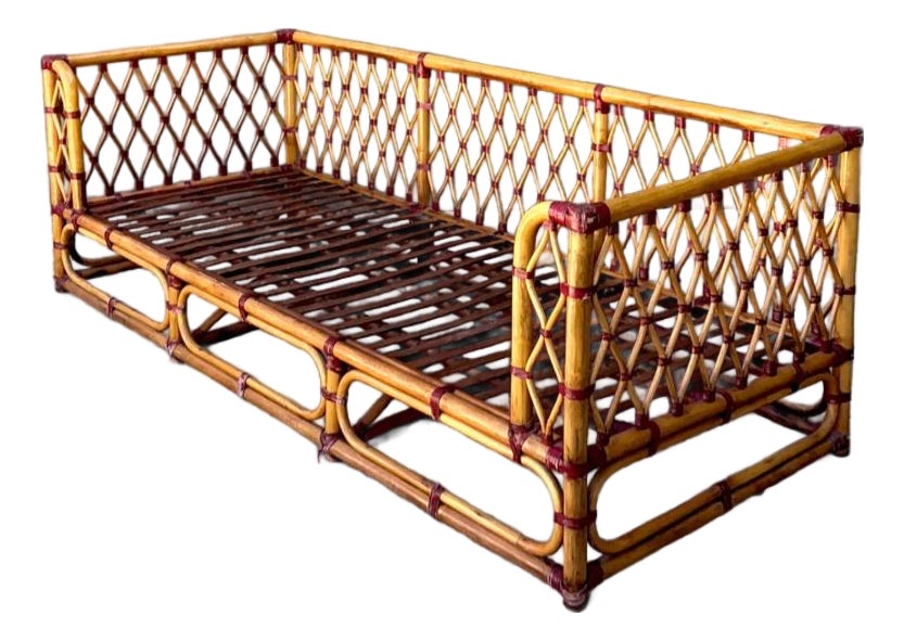 Vintage Trellis Rattan Sofa