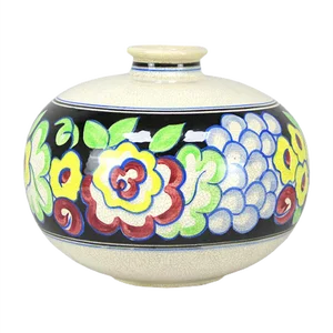 French Art Deco Hand-Painted Vase, 1930s
