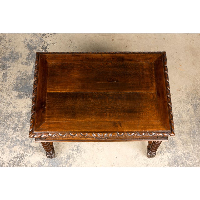 French Late 19th Century French Henry II Carved Oak Writing Table For Sale - Image 3 of 18