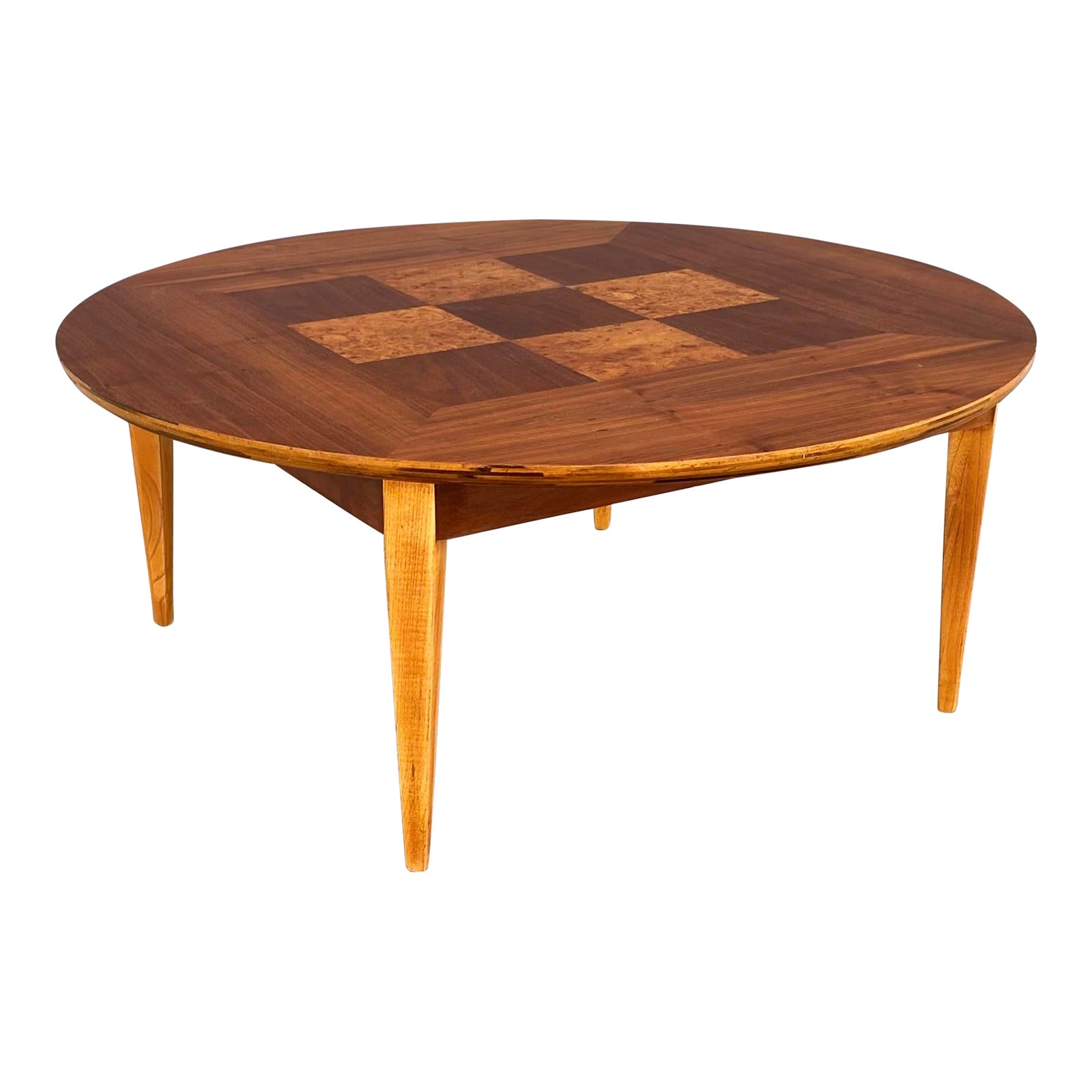 Mid 20th Century Alta Vista Lane Round Coffee Table With Burl and