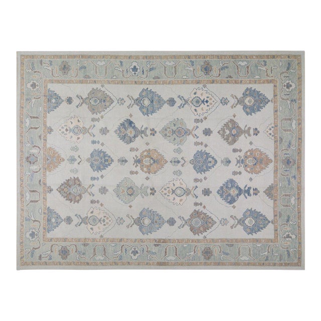 Turkish Oushak Hand Knotted Wool Rug, 10'x13'6'' For Sale