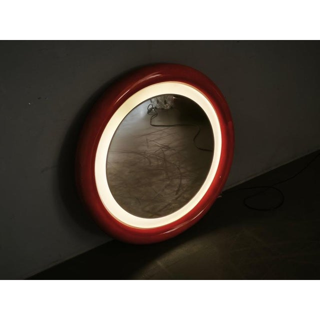 Italian Space Age Illuminated Round Wall Mirror, 1970s For Sale - Image 11 of 13