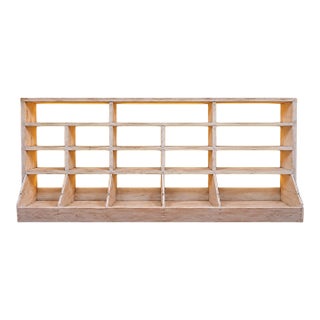 1970s Primitive American General Store Display Cabinet | Whitewashed Wood Mercantile Shelving For Sale