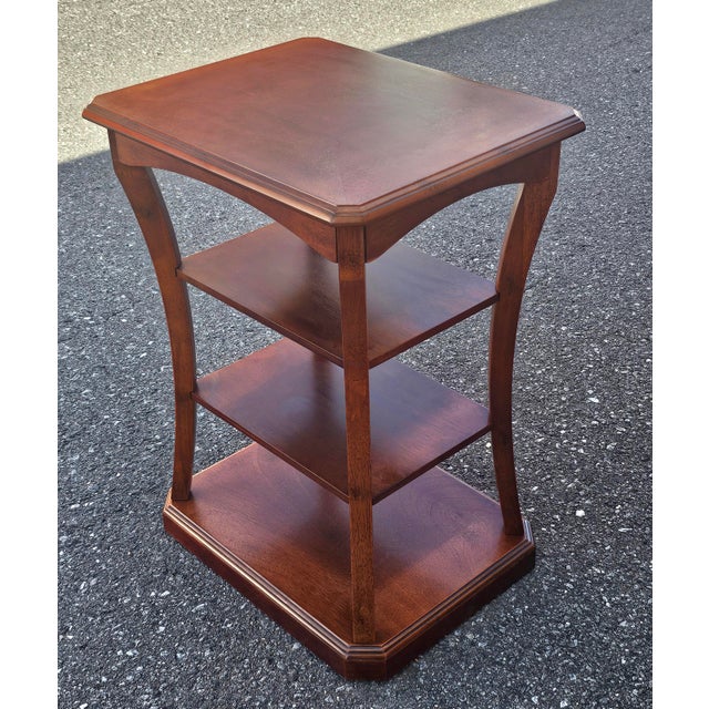 Wood Late 20th Century Four-Tier Mahohany Bookmatched Top Side Table For Sale - Image 7 of 11