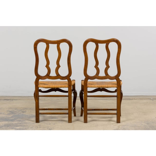 Antique French Provincial Walnut Dining Chairs With Rush Seats - Set of 8 For Sale - Image 18 of 18