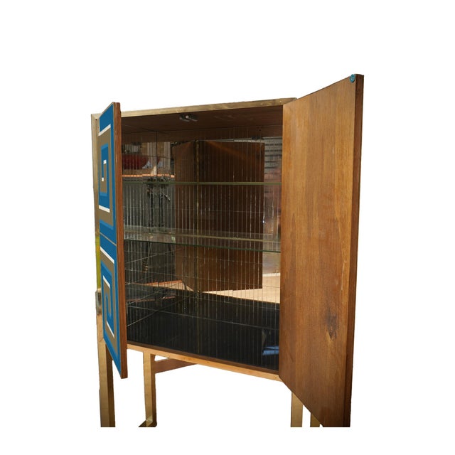Murano Glass Cabinet with Optical Effect in Blue and Gold from Justfurnituress SRL For Sale - Image 6 of 7