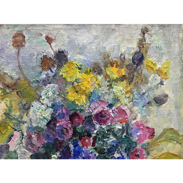 Impressionist 1970s Oil Painting Flowers Dovgalevskaya Vera Veniaminovna For Sale - Image 3 of 12