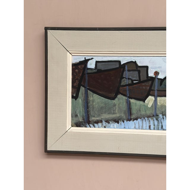 Ivar Ekelund, Coastal Landscape with Beached Boats, 1950s, Oil on Panel, Framed For Sale - Image 11 of 14