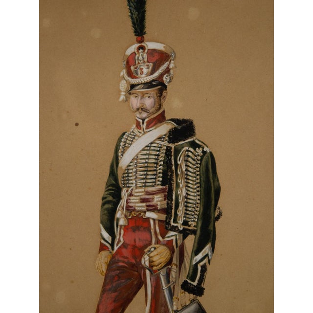 Emmanuel Grammont, Hussar of the Kingdom of Naples, Watercolor, 19th Century For Sale - Image 5 of 6