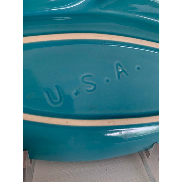 Mid-Century Modern California Pottery Aqua Divided Platter For Sale In Phoenix - Image 6 of 6