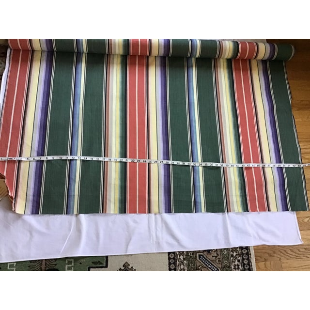 Textile Vintage Schumacher Green Multicolor Cotton Stripe Upholstery Fabric - 600250 4 Yards For Sale - Image 7 of 7