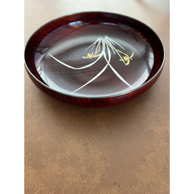 Mid 20th Century Zohiko Kyoto 9" Japanese Lacquerware Maki-E Orchid Wood Tray Showa Era C. 1960s For Sale - Image 5 of 6