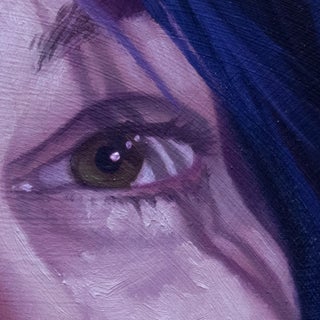 Dare A Peek by Shaina Craft | Oil on wood panel close-up of a human eye For Sale