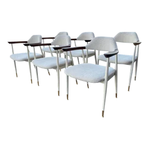 Set of 6 Dining Arm Chairs in the Style of Hans Wegner, Usa 1960s