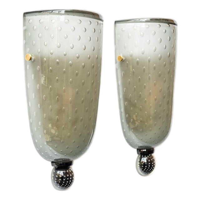 Smoke Grey Glass Wall Lights from Seguso, 1960s, Set of 2 For Sale