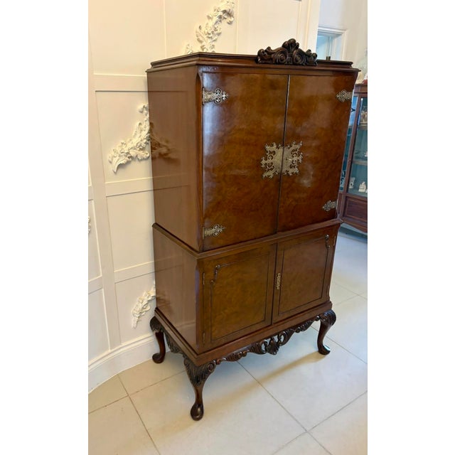 Vintage Burr Walnut Cocktail Drinks Cabinet, 1920 For Sale - Image 4 of 17