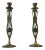 Vintage Israelian Holyland Brass Candlesticks with Green Eliats from Tamar, 1970s, Set of 2 For Sale