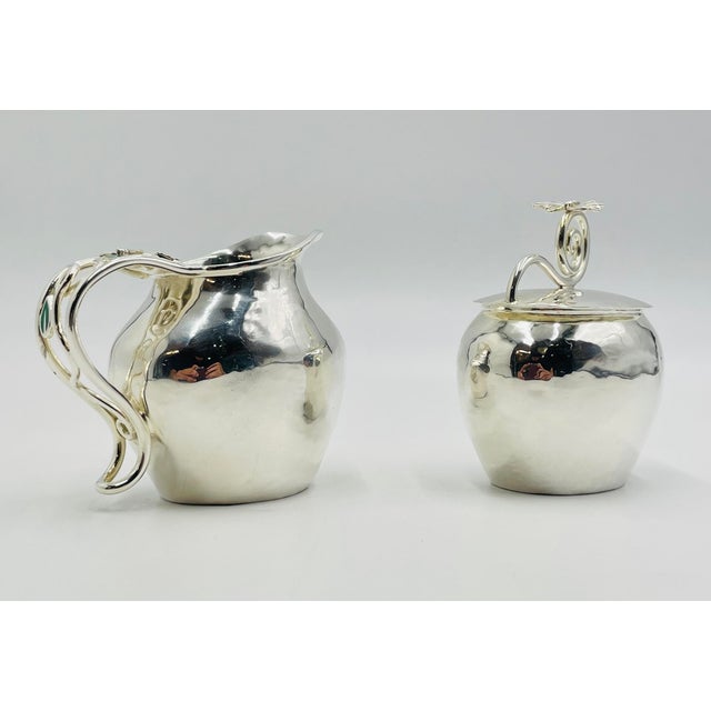 Vintage Emilia Castillo Mexican Silversmith Creamer and Sugar Bowl, Hand Signed For Sale - Image 11 of 18